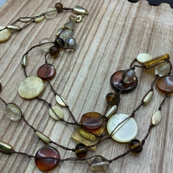 Coldwater Creek Double Strand Dichroic Glass Disc Bead Necklace - Picture 1 of 4